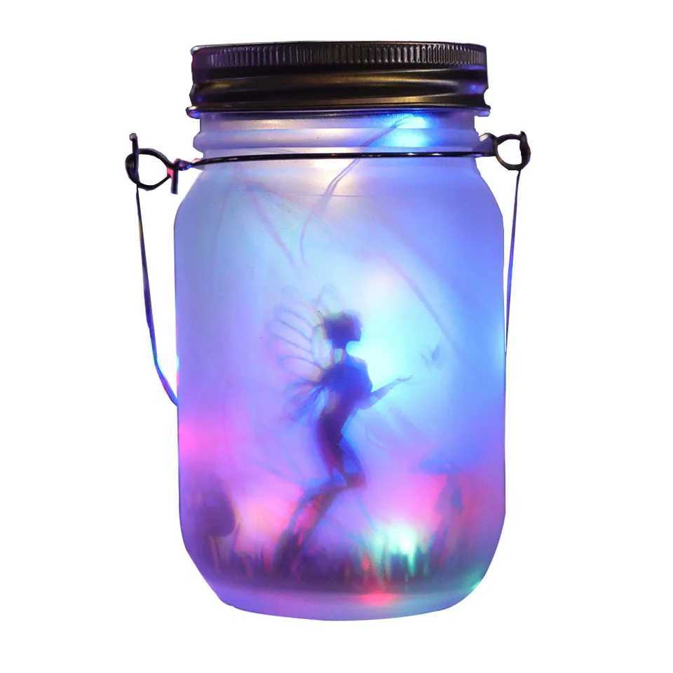 Portable Solar Lantern Fairy Lights Garden Ornament Outdoor Hanging Frosted Tree Table Yard Patio Lawn Glass Mason Jar LampXJ250606