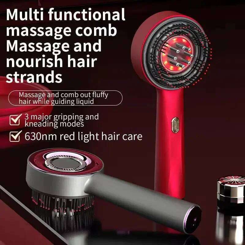 Electric Brush Massager Hairdressing Infrared Light Wave Scalp Medicine Applicator Portable Massage Comb