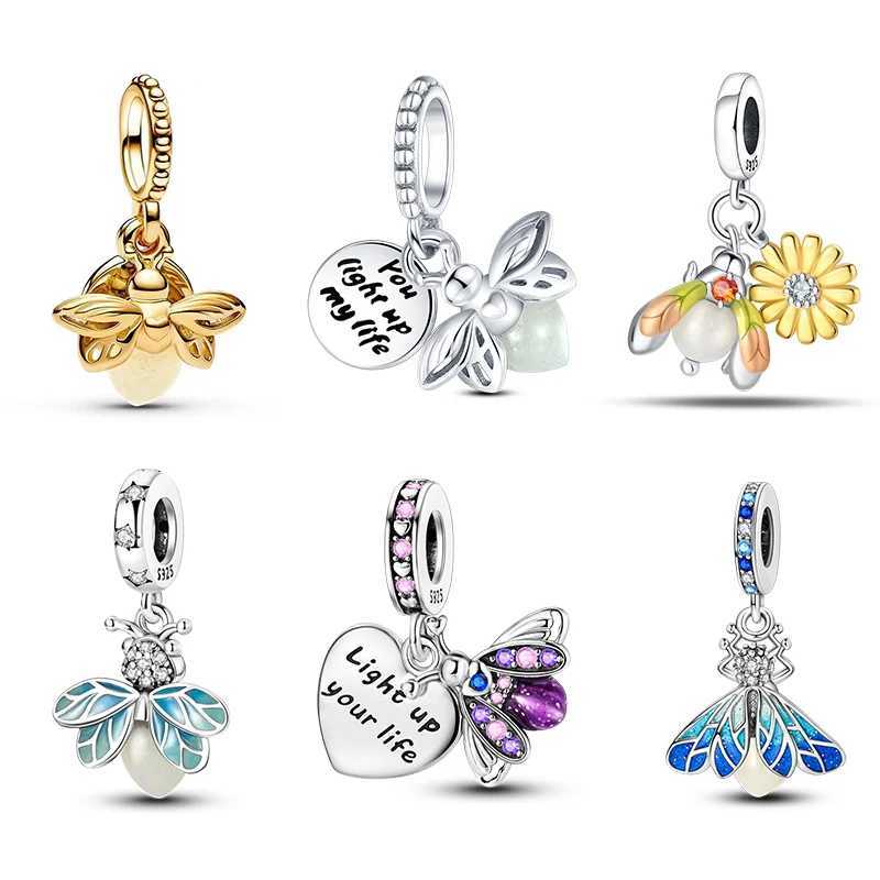 Glow in The Dark Firefly 925 Sterling Silver Charms Fits Original 3mm Bracelet Beads Women DIY Fashion Jewelry Gifts Hot Sale XJ250607
