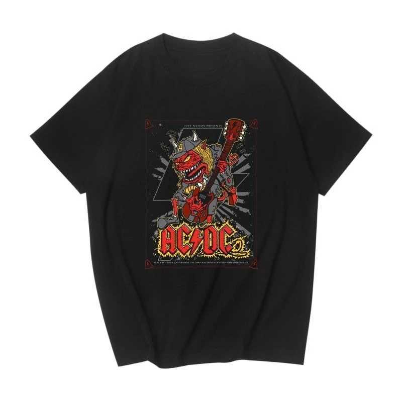 European and American Heavy Metal Rock Acdc Band Dark Hip Hop Short-sleeved T-shirt Mens Four Seasons Loose Clothes Trend W250607