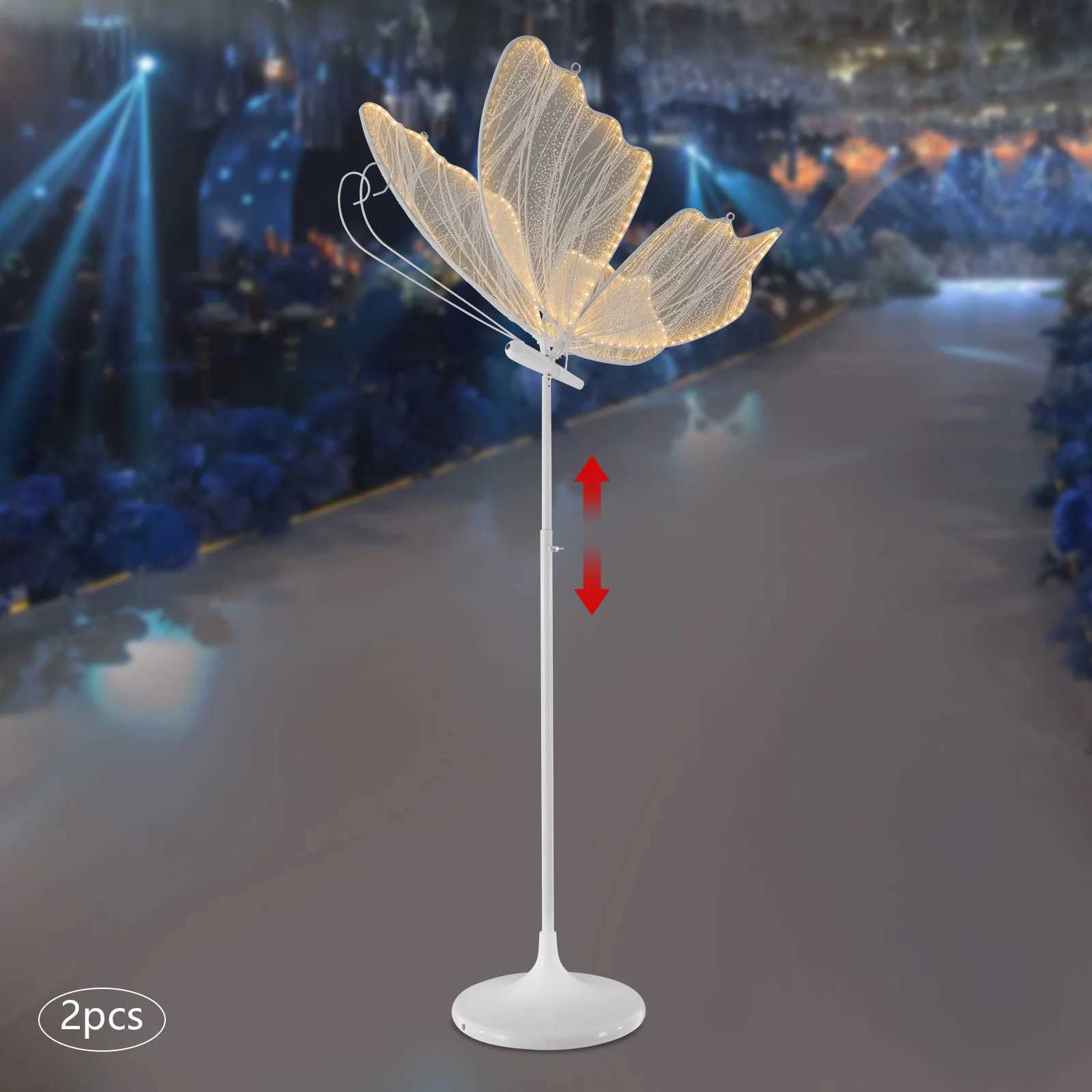2PCS Wedding Butterfly Floor Lamp LED Butterfly Wings Decor Wedding Creative Butterfly Hanging Decoration Props W250607