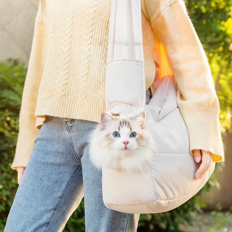 Pet Shoulder Bag Cat Sling Bag Winter Outdoor Puppy Travel Bag Portable Warm Cat Walking 250603