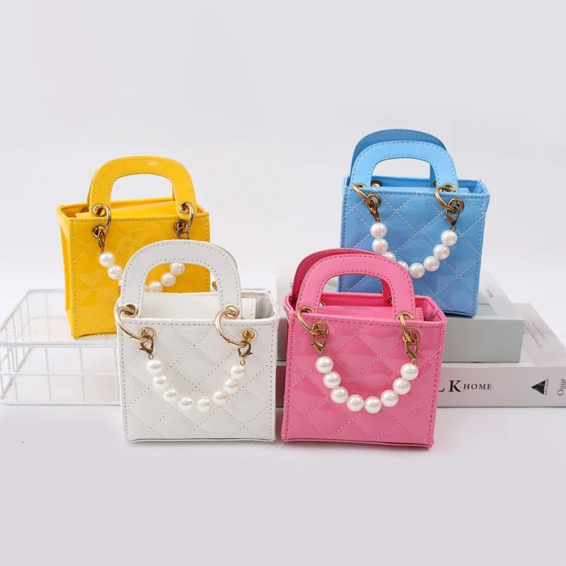 Childrens PU Leather Bag Pearl Selling One Shoulder Solid Color Fashion Simple Versatile Handbag Baby Girl Bag 250605