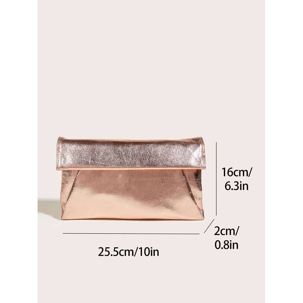 CEZIRA Fashion PU Leather Metallic Clutch Women Crossbody Shoulder Bags With Chain Party Evening Purses Envelope Handbag