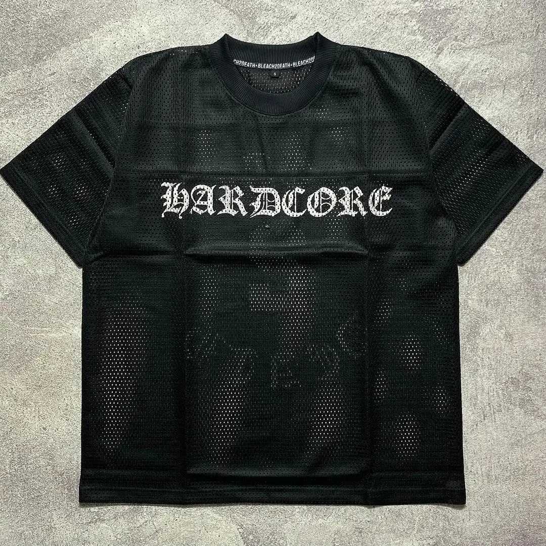 Summer 2025 new Y2K clothing mesh breathable trendy American sports short sleeve hollow loose casual jogging X250607