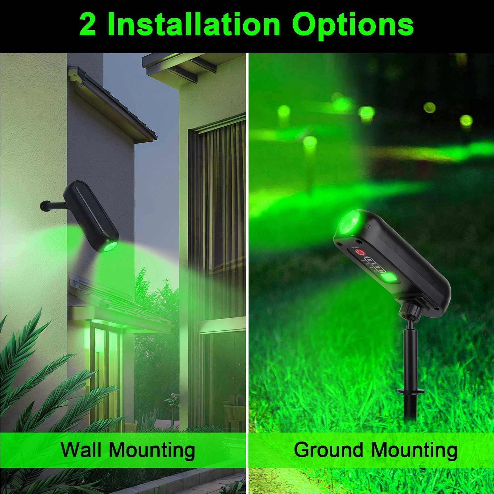 4PCS Solar LED Light Outdoor Solar Wall Light IP65 Green Garden Light Solar Spotlights Solar Uplights for Trees Pathway Yard W250607