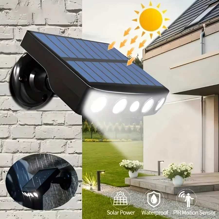 Powerful 4 LED Solar Security Lights Outdoor Decor Sensor Motion 3 Modes Street Waterproof Lamp Wall Night Work Light for Garden XJ250606