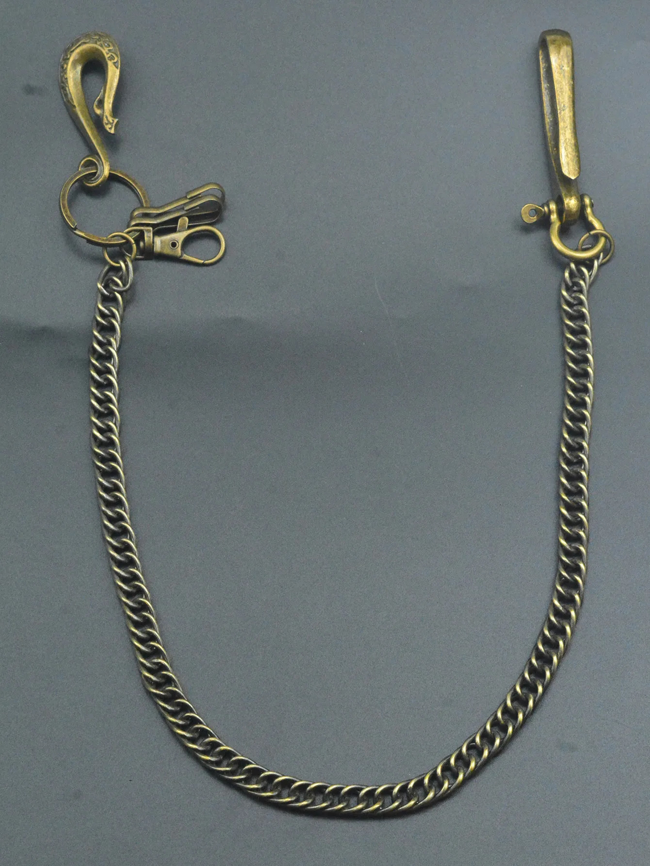 24 inches Hip pop bronze Punk Trousers Jeans biker Wallet curl Chain men Keychain phoenix belt U hook Buckle Clips EDC Gift 250530