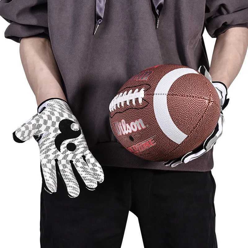 1Pair American Football Rugby Gloves Non Slip Breathable Full Finger Sports Gloves Baseball Soccer Adjustable Wristband Gloves XJ250606