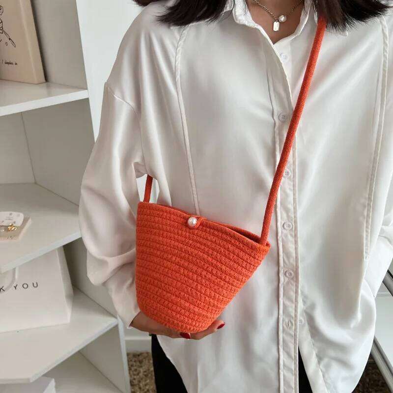 Summer Small Straw Shoulder Bags For Women Handmade Braided Crossbody New Fashion Beach Bag Daily Messenger Phone Handbag