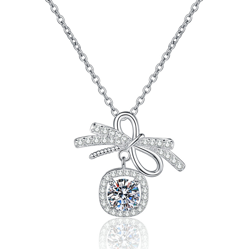 Elegant S925 Sterling Silver Moissanite Butterfly Charm Neckpiece, Versatile Ladies' Accessory