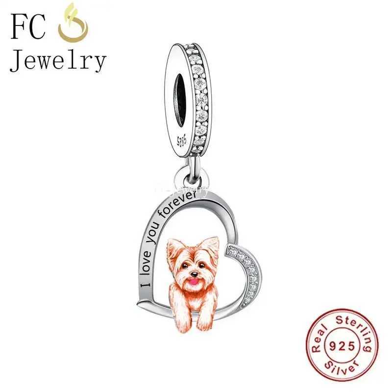 Huoonew Fit Original Pan Charm Bracelet 925 Silver I You Forever Yorkshire Dog Bead For Making DIY Memorial BerloqueXJ250607