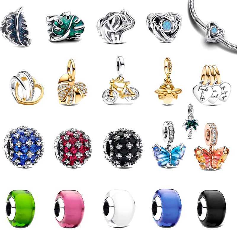 New S925 Sterling Silver Black White Zircon Fashion Bee Butterfly Beads Fit Pendant Bracelet DIY Charm For Women Jewelry GiftXJ250607