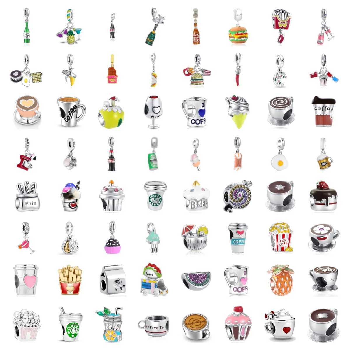 925 New Silver Plated Beverage Dert French Fries Pendant Charm Bead Fit Original Pendant Bracelet Women DIY Jewelry GiftXJ250607