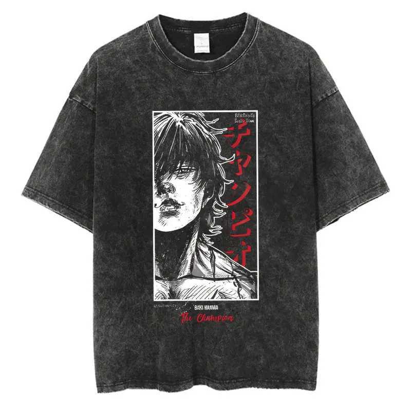 Anime Baki Haman T-shirts Harajuku Vintage 100% Cotton 2024 New Washed T Shirt For Men Hip Hop Streetwear Oversize T-shirt X2506131