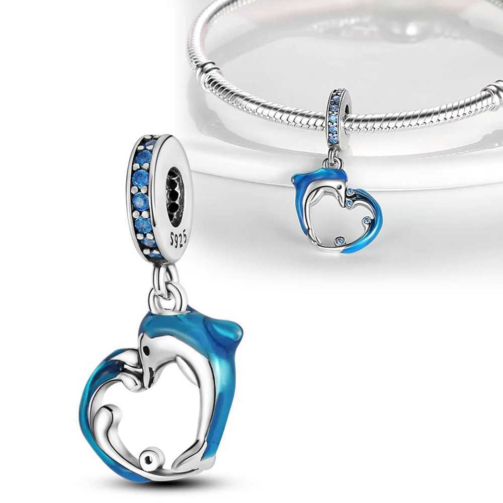 925 Sterling Silver Dolphin Pendant Fits Charms Silver 925 Original Bracelet for Jewelry Making XJ250607