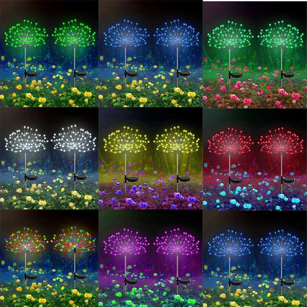 Solar Firework Lights Outdoor Waterproof Grass Globe Dandelion Lamp Decorative Lights for Garden Christmas Lawn Pathway XJ250606