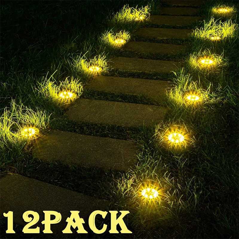8LED Solar Power Disk Light Outdoor Garden Solar Underground Light Deck Light Spotlight Buried Solar LED Lamp Garden Decoration XJ250606