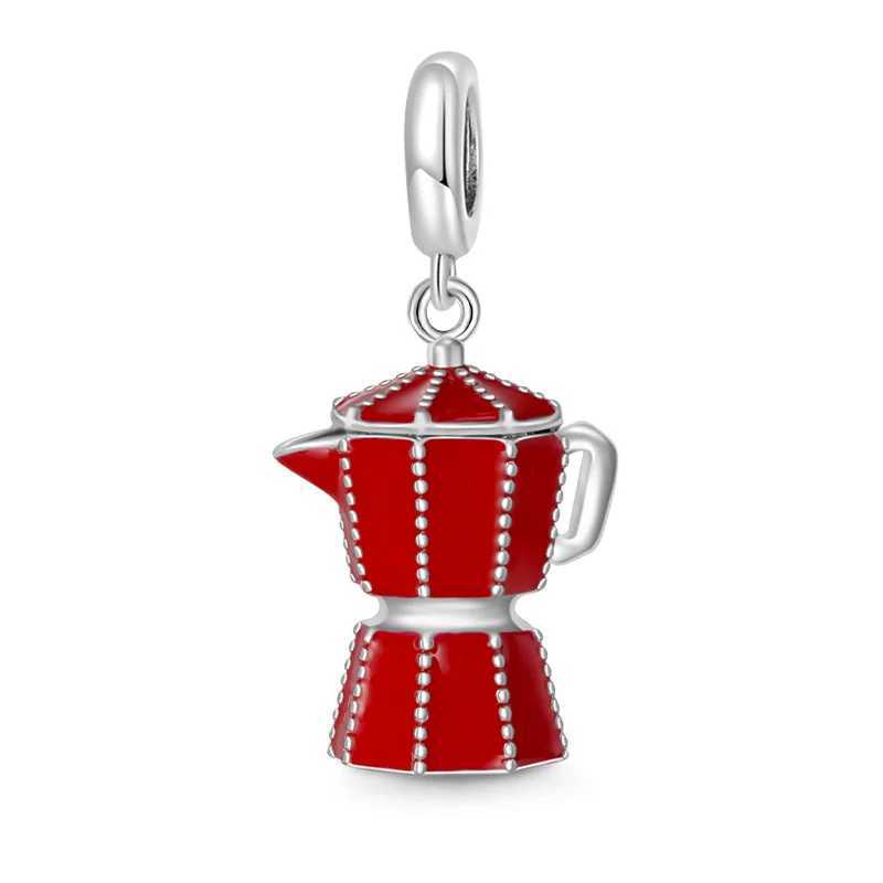 Hot Sale Red Charm Canada Red Mle MotorcycleCoffee Pot Dangle Bead Fit Original European Silver 925 Bracelet DIY JewelryXJ250607