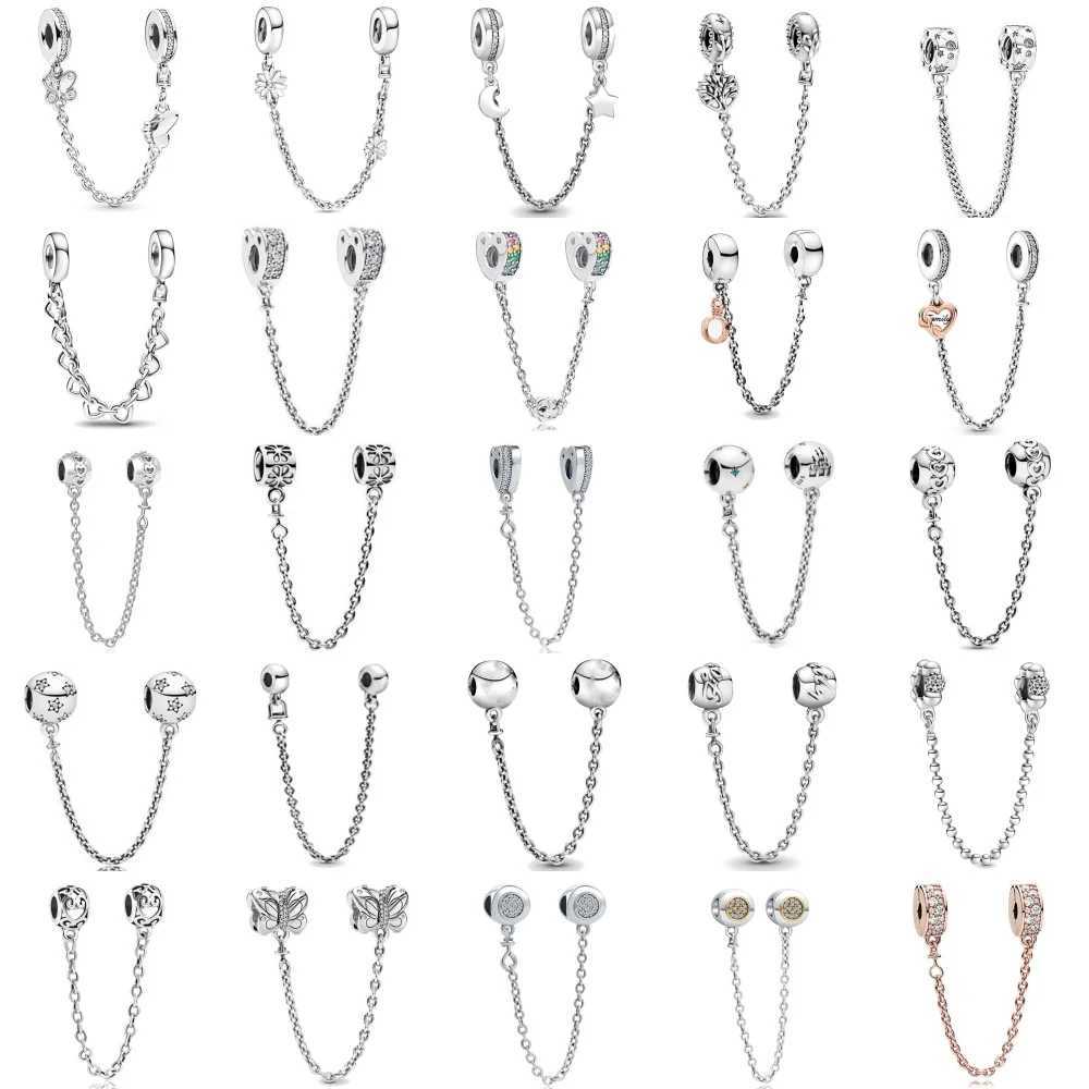 Hot Selling 925 Silver Butterfly Stars And Moon Safety Chain Suitable For Original Bracelets DIY Accories Charming JewelryXJ250607