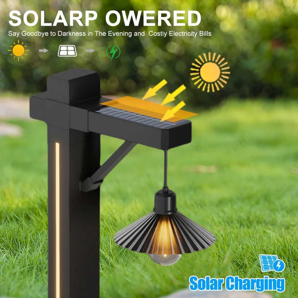 Solar Lamp Post Light Solar Pathway Light Outdoor Vintage Solar Powered Landscape Lighting Waterproof Driveway Patio Garden LawnXJ250606