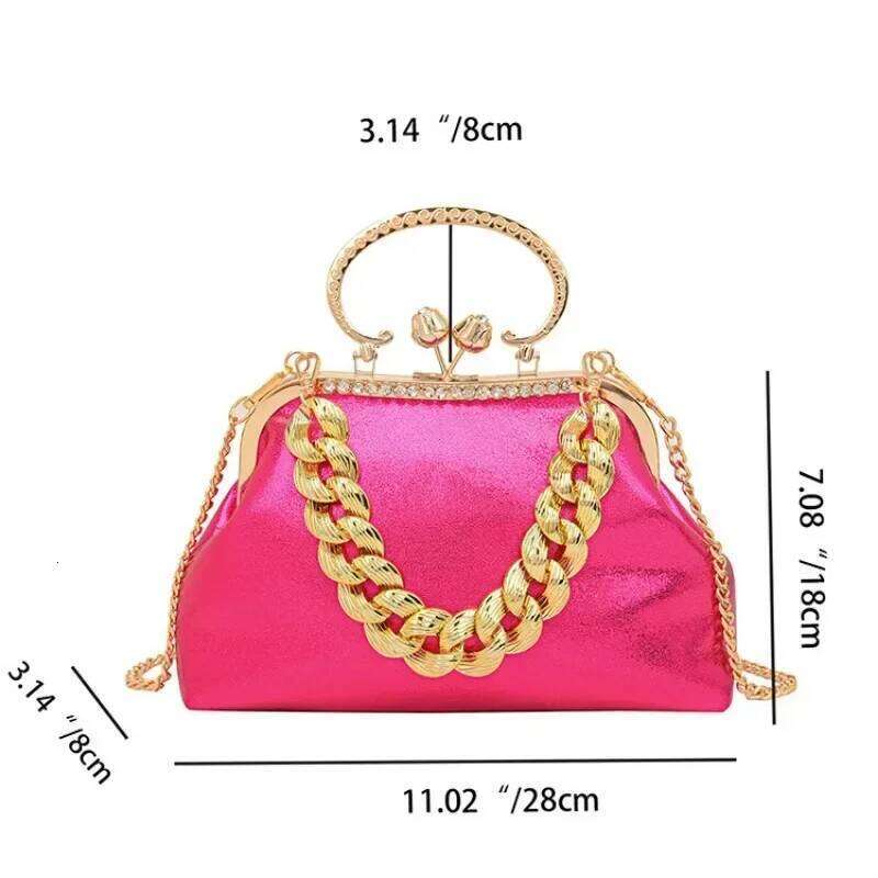 2024 Women Gold Green Chain Messenger PU Leather Shoulder Bags Shell Clip Designer Handbag And Purse Wedding Clutch