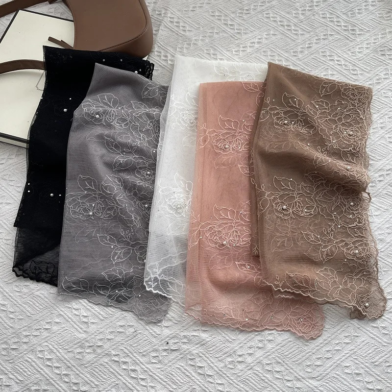 Lace Silk Scarf Womens Spring and Summer Ins Retro Korean Version Decoration Versatile Long Fashion Temperament Small 250604