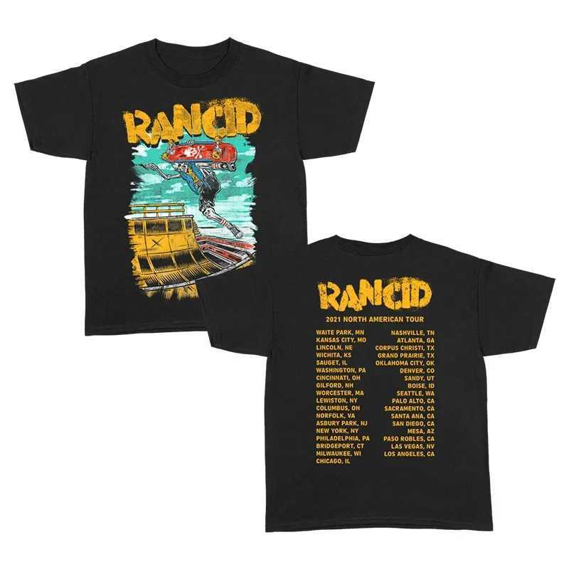 Rancid Spoiled Band British Punk Rock American High Street Skull Print Loose Print Mens and Womens Summer Cotton T-shirt W250607