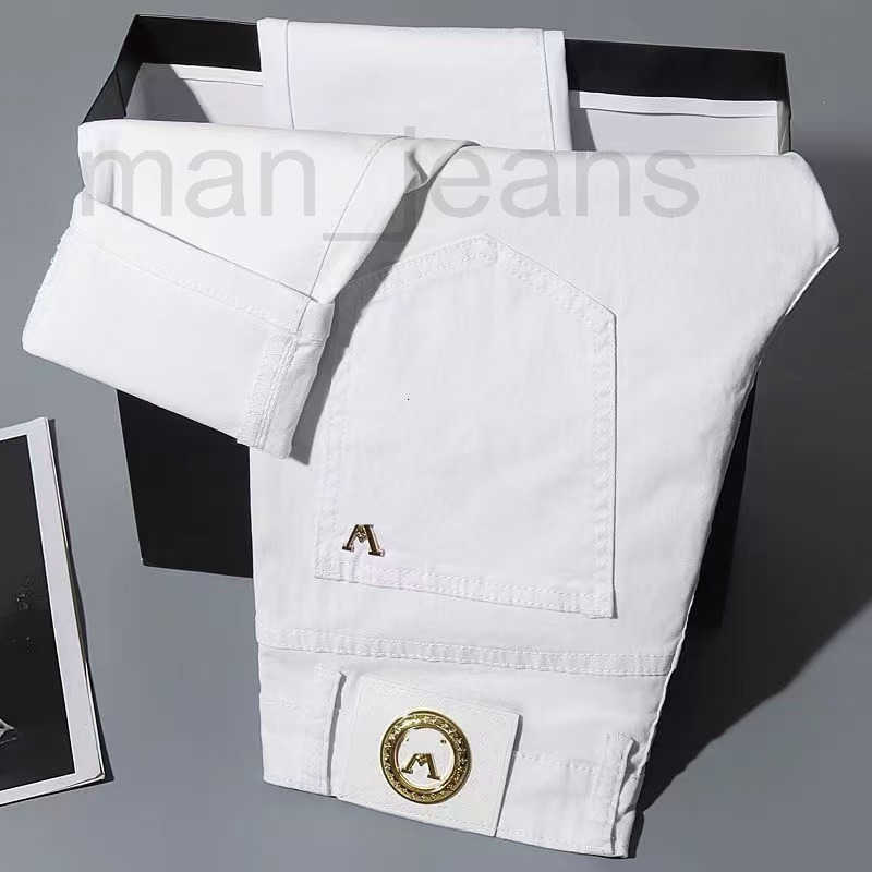 Men's Jeans Designer Designer New Spring And Summer Men's Jeans Pure Black White Two-color Cotton High Elastic Small Feet Slim Fit Korean Simple Brand 34BQ 6Z46