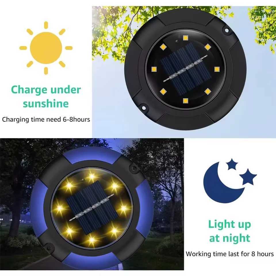 Solar Lights Outdoor With 12 LEDs Bright Multi-Color Solar Ground Lights For Pathway Garden Yard Lawn Walkway DecorationsXJ250606