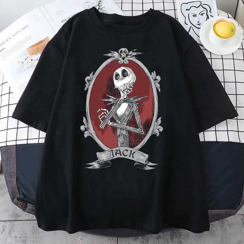 Vintage Men T-Shirts Nightmare Before Christmas Print Short-sleeved Gothic Retro T-shirt Top Y2K Shirt Streetwear Harajuku W250607