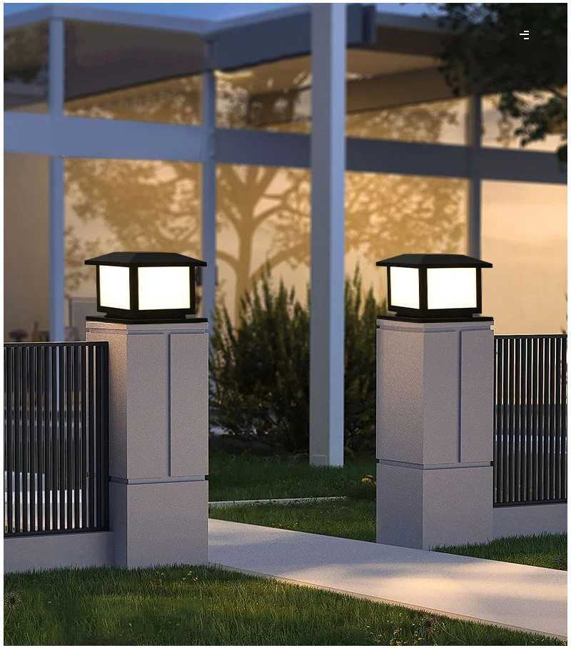 Timed LED Solar Outdoor Light Pillar Solar Lights Waterproof Thick Garden Pathway Parking Yard Outdoor Decor Lamp RC Solar Light W250607