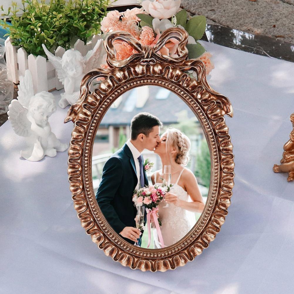 European Style Picture Elegant Photo Frames with Embossed Bow Ornate Design Vintage Oval Frame for Home Wall Decor H260306