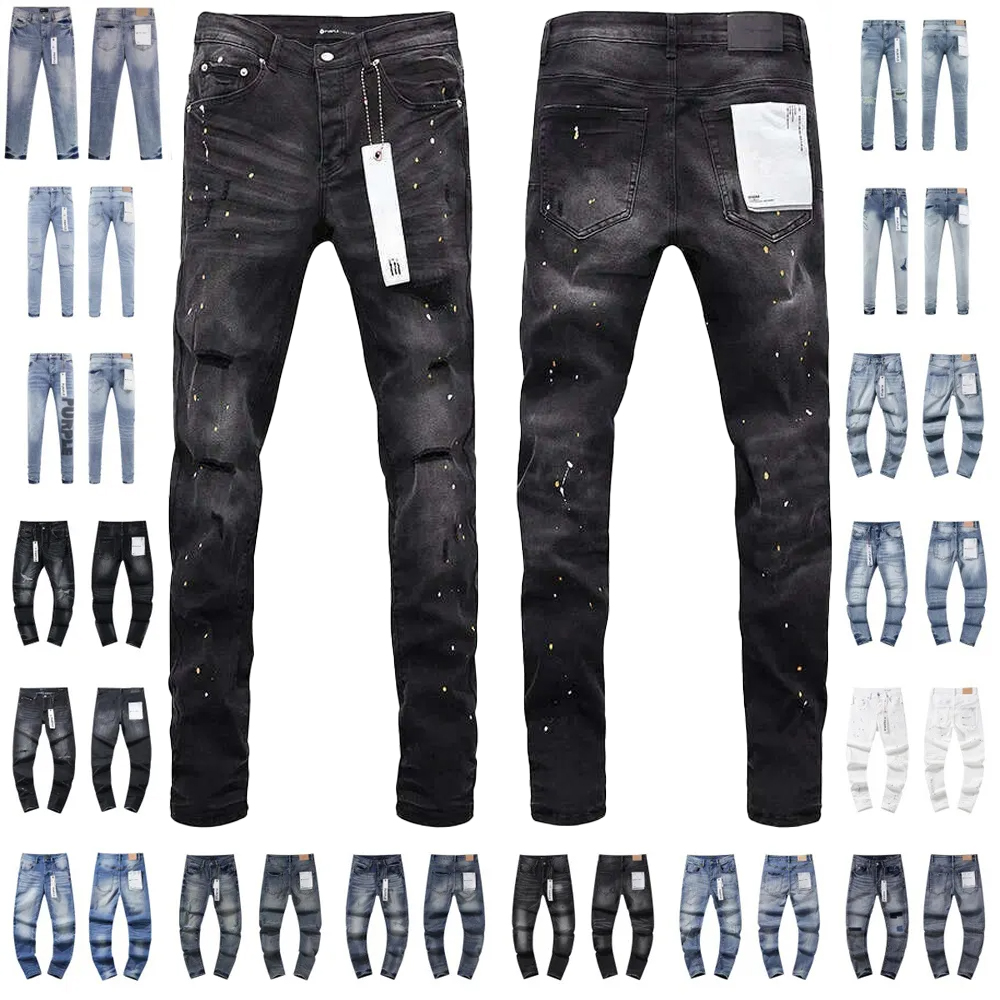 Designer jeans Kusbi Jeans Mens black Ripped Jeans Designer High Street Denim with Patches and Holes Slim Fit Straight Leg Cut Fashion Pants purplelies jeans 10A