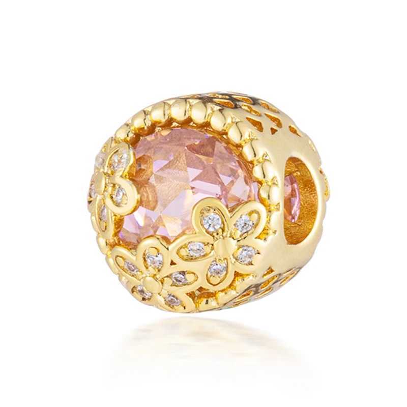 New Gold Safety Chain Sparkling Clip Daisy Castle Charm Beads Fit Original European 925 Silver Bracelet DIY Women Jewelry Gifts XJ250607