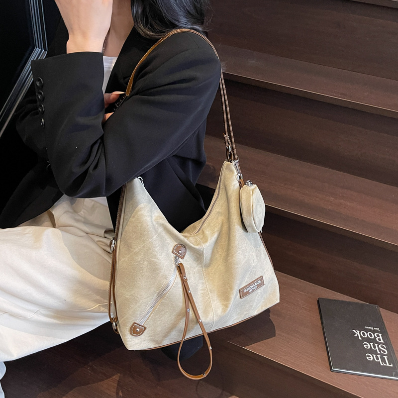 designer Vintage Large Capacity Commuter Tote Bag for Women 2025 New Korean Style Niche Shoulder Bag Multifunctional Fashion Bac