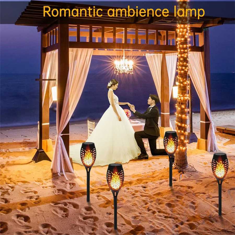 Waterproof Solar LED Flame Torch Light Outdoor 1/2/4/6pcs Path Yard Patio Landscape Lawn Lamps for Garden Courtyard Decoration W250607