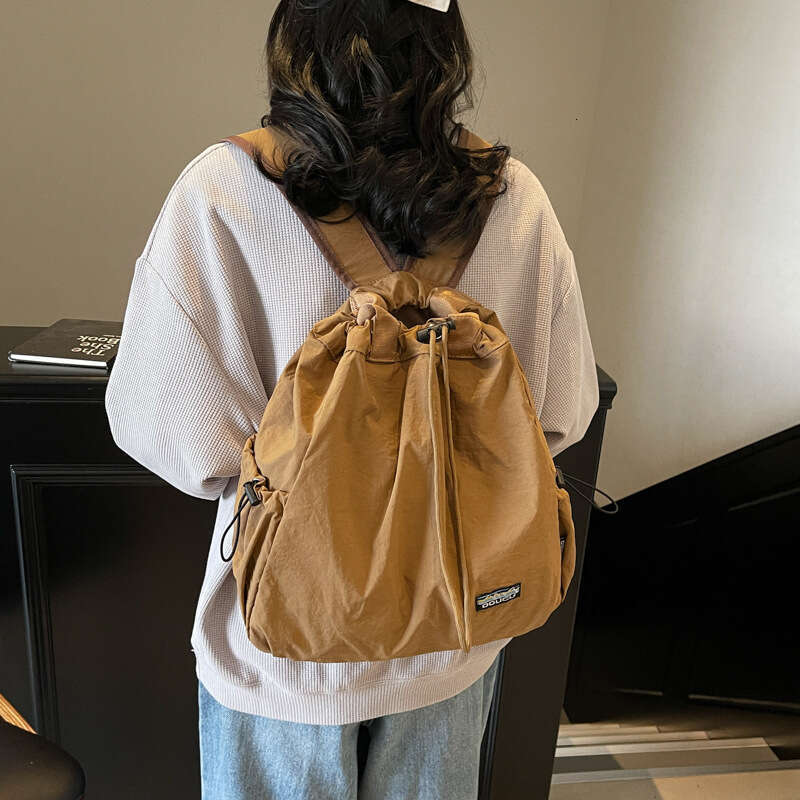 Casual Simple Drawstring Backpack for Women 2025 New Large Capacity High-end Tote Niche Design Shoulder Bag