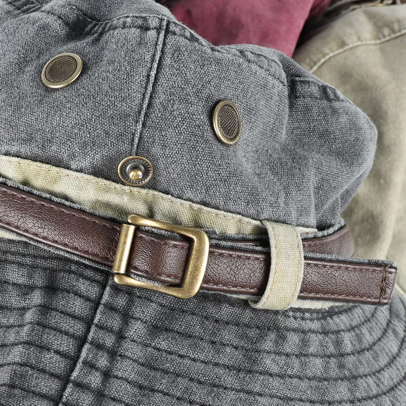 Bucket Hat With Leather Belt Men Women Sunhat 2025 Outdoor Fisherman Cap Summer Sun Protector Hats Panama Beach Protection Caps 250605