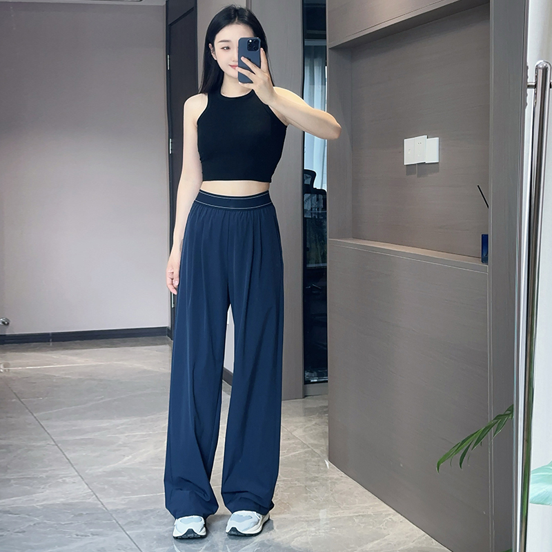 Yoga High-Waist Loose Casual Straight-Leg Trousers Studio-to-street Weekend City Jogger Wear with Pockets
