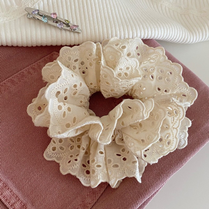 Double Layer Lace Bloom Scrunchie Adjustable Non Slip Hair Coil for Women