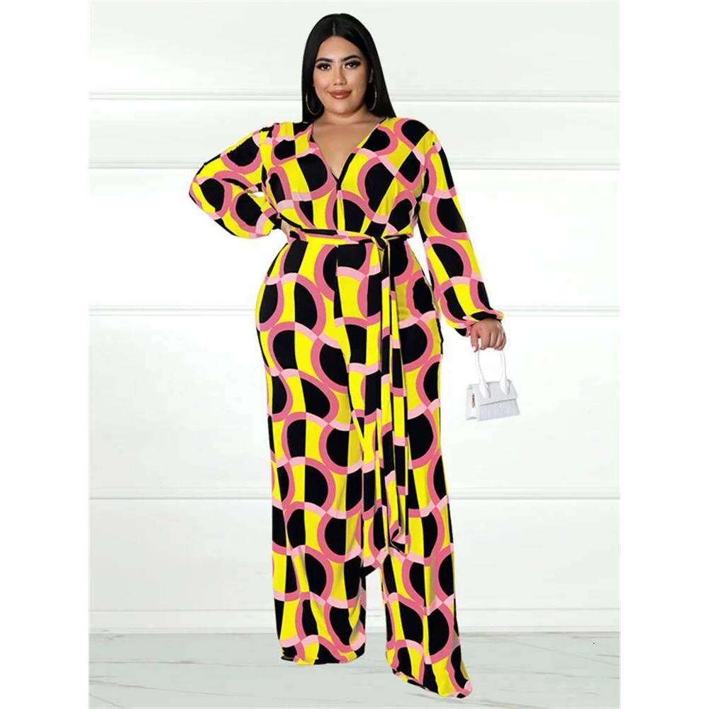 Wmstar Plus Size Women Jumpsuit Fall Clothes One Piece Outfits Print Casual Wide Leg Bodysuit New Wholesale Dropshipping