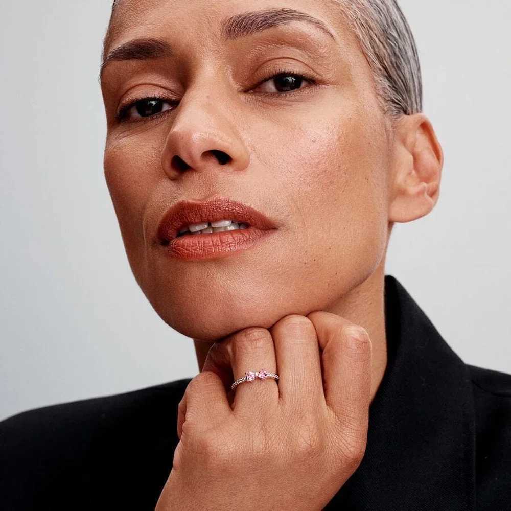 Original 925 Sterling Silver Pink Bow Heart Sun Moon With Colorful Crystal Rings For Women Valentines Birthday Gift DIY Jewelry XJ250606