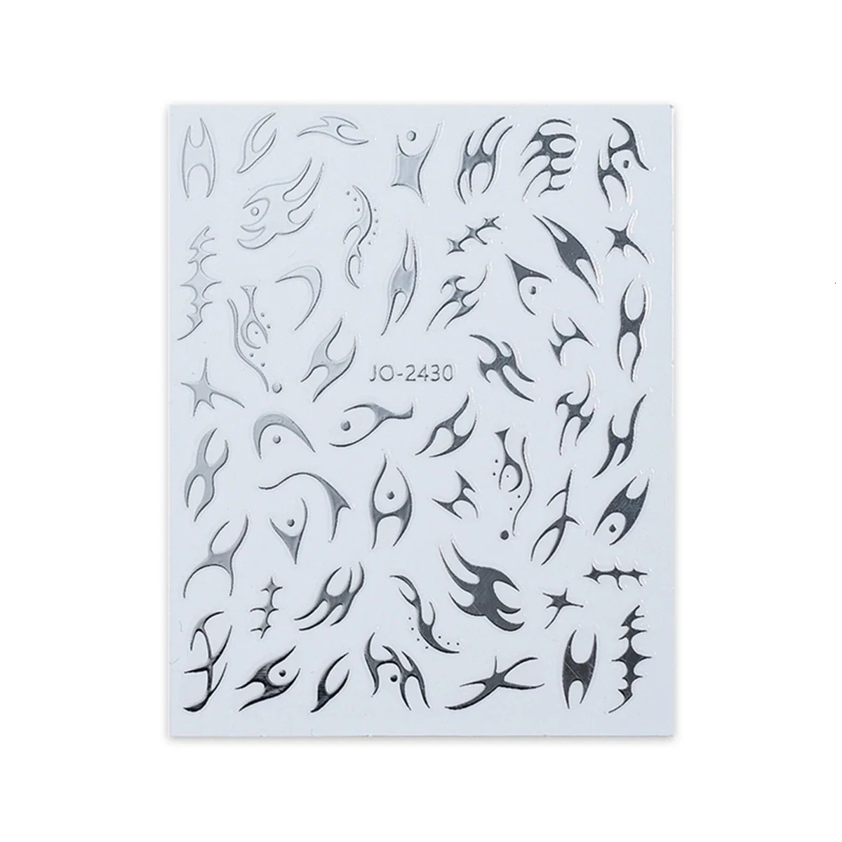 Y2k Style Irregular Silver Thorn Flame Nail Stickers for Neutral Boys Spicy Girls Decoration Decals 250605