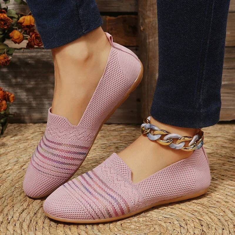 ddmyoutdoor Flat Breathable Knitted Sneakers Women Spring Comfort Soft Sole Casual Woman Plus Size Slip On Walking Shoes Outdoor Outdoor Shoes