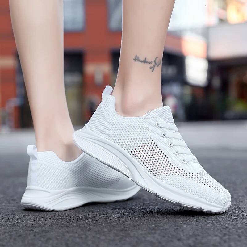 ddmyoutdoor Women Sneakers Summer Hollow Breathable Sports Thick Sole Wear Resistant Lace Up Training Hot Selling Casual Running Shoes Outdoor Outdoor