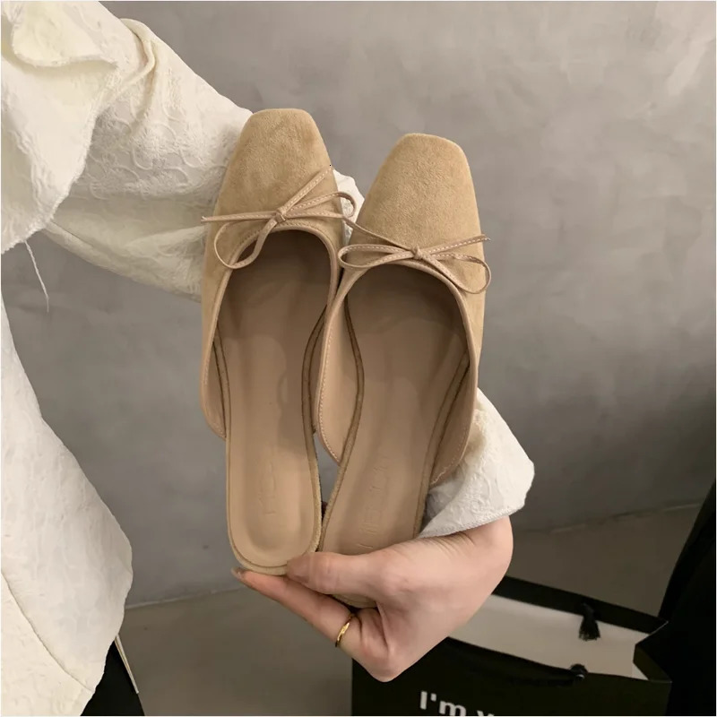 Baotou Half Slippers Women Summer Wear Muller Shoes 2025 Spring French retro Flat Sandals 250603