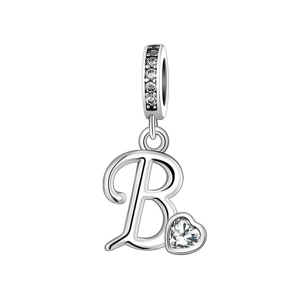 2024 New A-Z Letter Pendant With Heart Charm For Original European 925 Sterling Silver Plated Bracelet Necklace For Women Jewelry XJ250607