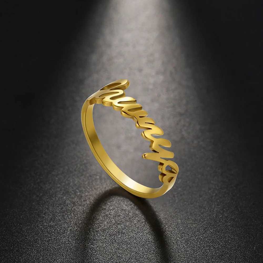 COOLTIME Custom Letters Ring Stainless Steel Fashion Personalized Couple Ring for Women Men Jewelry Wedding Gift Wholesale W250606