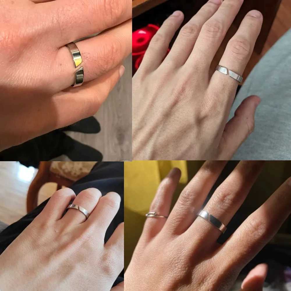 COOLTIME Kpop Minimalist Couple Rings Stainless Steel Silver Color Open Ring Women Men Fashion Jewelry Wedding Gift Wholesale W250606
